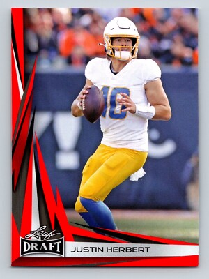 Justin Herbert 2023 Leaf Draft Base V2 Red #B2-3 Los Angeles Chargers