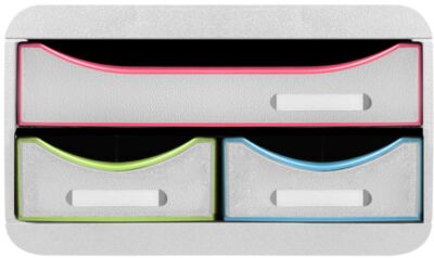 Exacompta 311913D SMALL-BOX mit 3 Schubladen Black Office Weiss Harlekin
