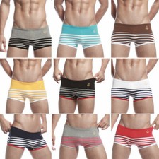 Seobean Navy Sea Style Men's U Design Underwear Striped Short Pants Boxer Brief