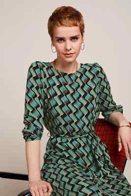 King Louie Kleid Betty Dress grün green schwarz EcoVero  Lenzing  Viskose 09284