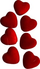 Red Flocked Heart Ornaments Set of 7 Valentines Day Decor Party Decorations NEW