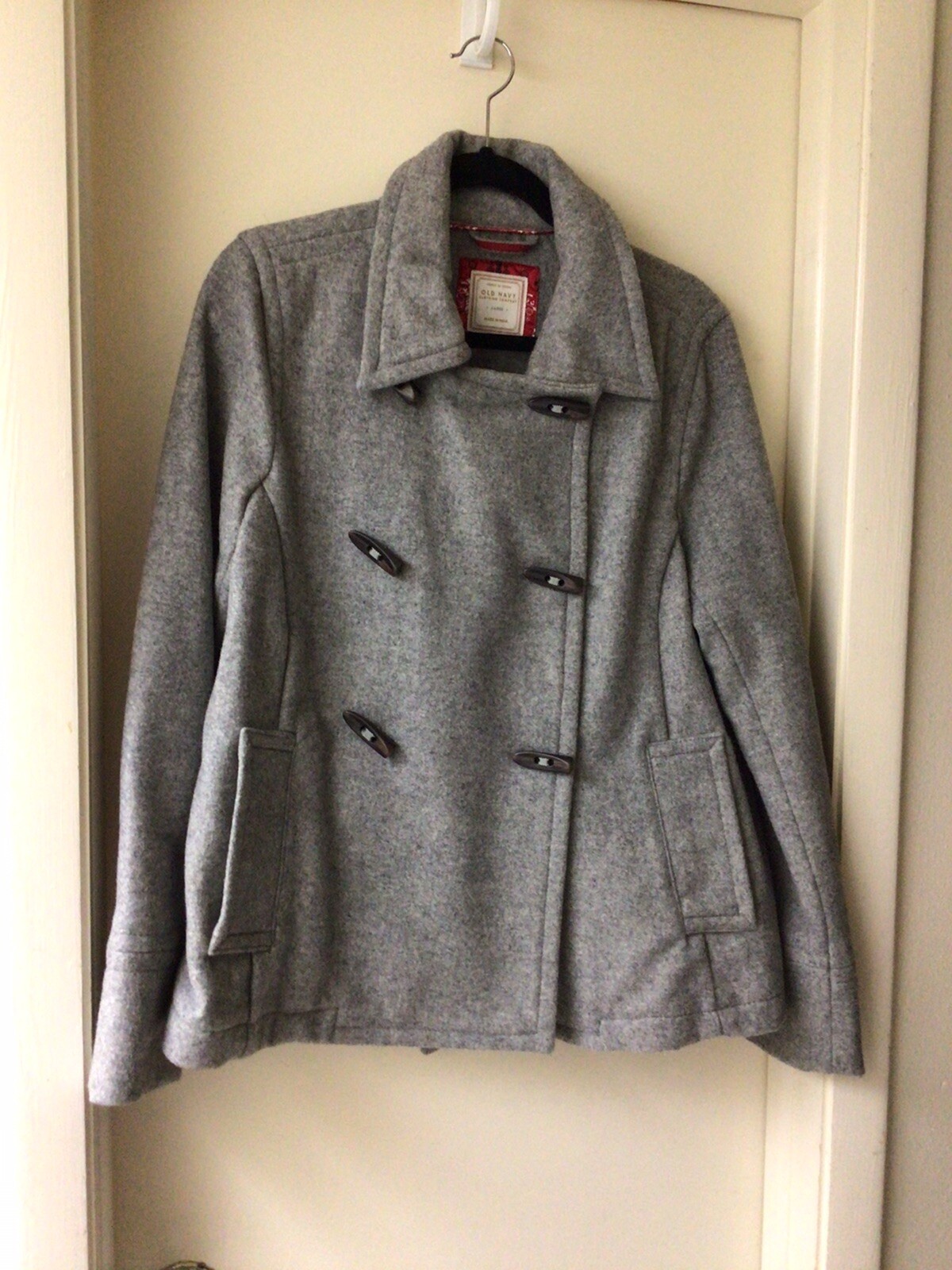 Old Navy Womens Wool Blend Pea Coat Jacket Size Large Gray