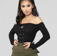 Fashion Nova Off The Shoulder Long Sleeve Sweater Top Size Small