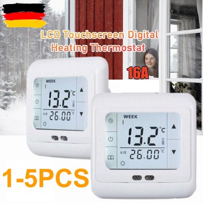 1-5 Digital Touchscreen Thermostat Fußbodenheizung Raumthermostat Programmierbar