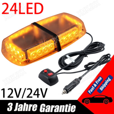 Rundumleuchte Magnet Strobe Licht Warnleuchte Notfall Lampe Auto KFZ LKW 12/24V