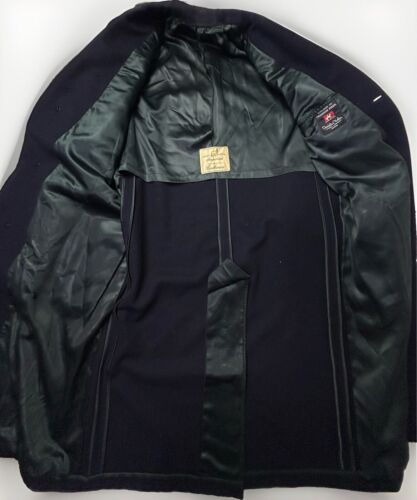 VTG Daniels & Fisher 100% Cashmere Overcoat 40 X Long Navy Blue Custom Tailored - Picture 10 of 13