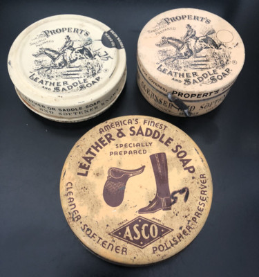 ASCO Propert's Leather and & Saddle Soap Tin England America's Finest Lot of 3