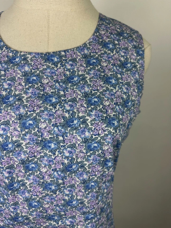 Vestido Vaina Floral Vintage Años 90 4/S Periwinkle Azul Rosa Estampado Jardín Fiesta Foto 4 de 4