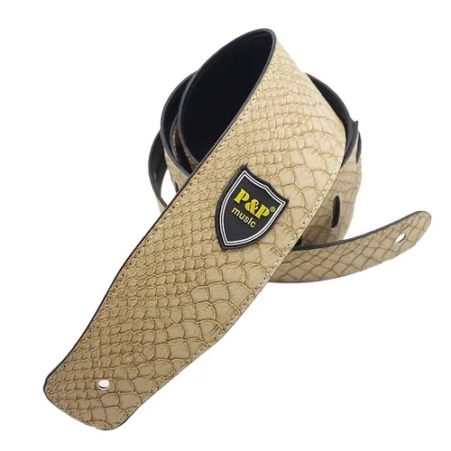 Snake Skin Adjustable Guitar Strap, PU Leather Guitar Strap Beige