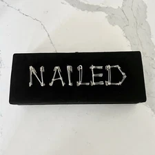 EDIE PARKER Nailed Acrylic Black Suede Clutch Bag