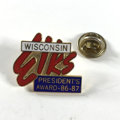 Wisconsin State Elks Club Pin Presidents Award 1986 1987 Vintage - Picture 1 of 4