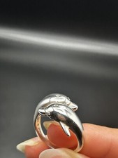 KABANA KBN Vintage Sterling Silver Double Dolphin   Figural Ring Size 8.75
