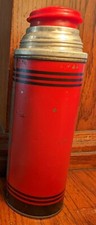 Vintage The American Thermos Bottle Co., ICY-HOT Vacuum Bottle, Poly Red Top
