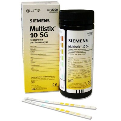 Siemens (Bayer) Multistix 10Sg Test Strips For Urinalysis 100/BX. Exp 6/30/25