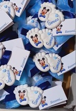 bomboniera nascita Topolino Piedini Segnaposto Battesimo Nome Bimbo 