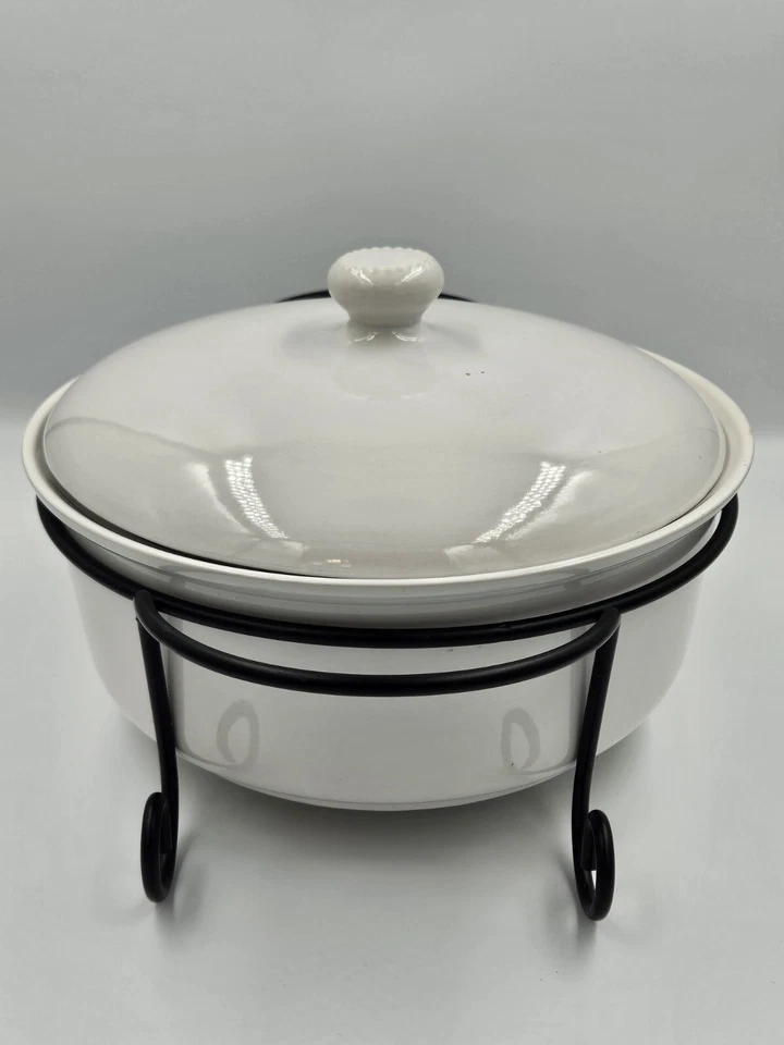 Tigela Home Essential and Beyond com rack de ferro branco 11" redonda - usada sem caixa - Imagem 2 de 4