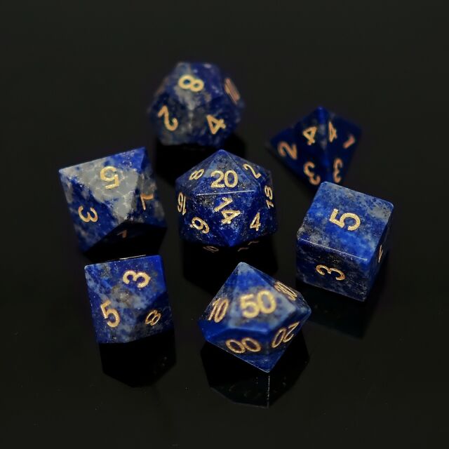 Lapis Lazuli Natural Gemstone Dice Set DND RPG Table-top Board Game Accessory