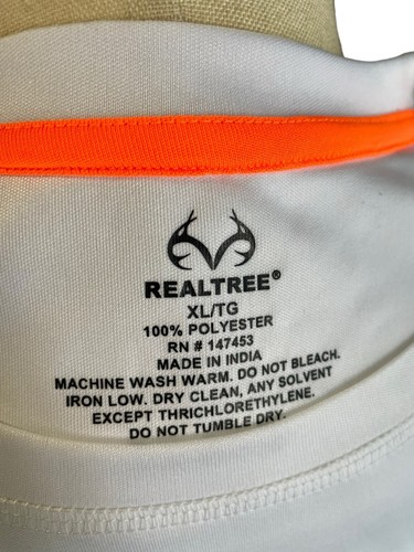 Realtree Antlers Mens XL White Blaze Orange Short Sleeve Logo Performace T-Shirt - Picture 3 of 4