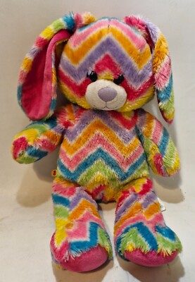 Build A Bear Zick Zack Streifen viel Hase Kaninchen Regenbogen Stofftier Plüsch