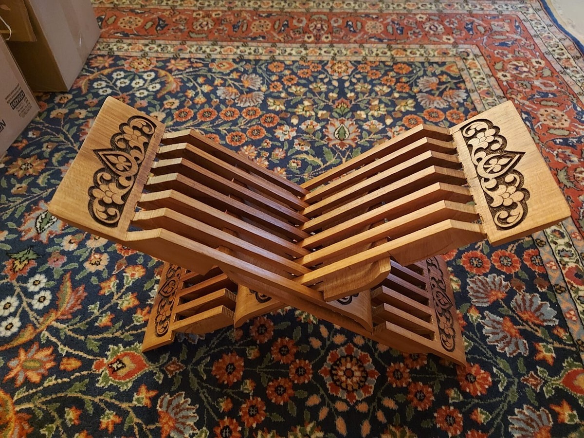 Uzbek Book Stand Laukh Large Foldable Wooden Handcarved Book Stand