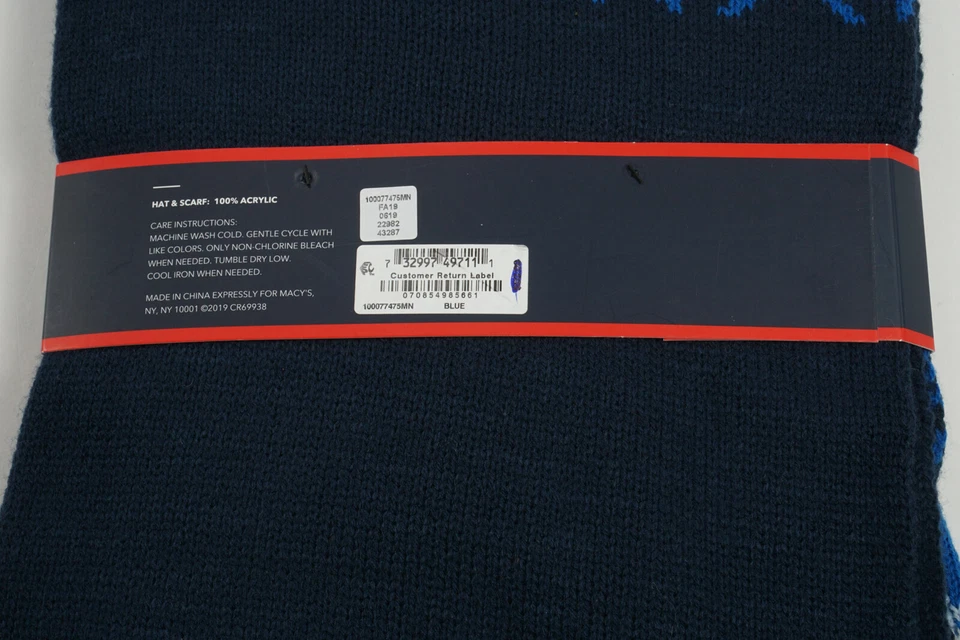 Nuevo 50$ Club Room Para hombres Regular Bulldog Gorro Gorro y Bufanda Conjunto Azul Tejido Acrílico Foto 3 de 4