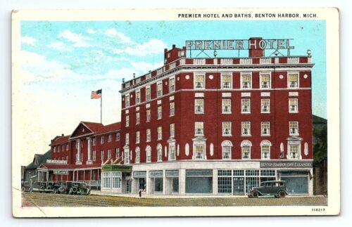 Postal de colección Premier Hotel And Baths Benton Harbor Michigan MI - Imagen 1 de 2