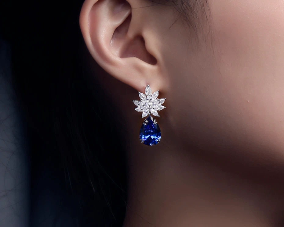 Imitation sapphire earrings clearance