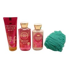 Twisted Peppermint Set - Shower Gel 10 oz, Lotion 8 oz, Body Cream 8 oz  Loofah