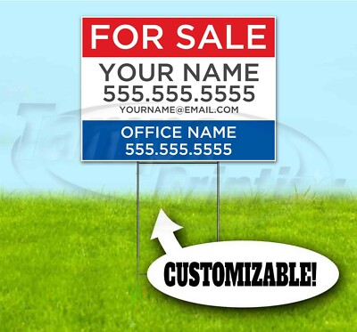 FOR SALE CUSTOM REALTOR 18x24 Yard Sign WITH STAKE Corrugated Bandit ...