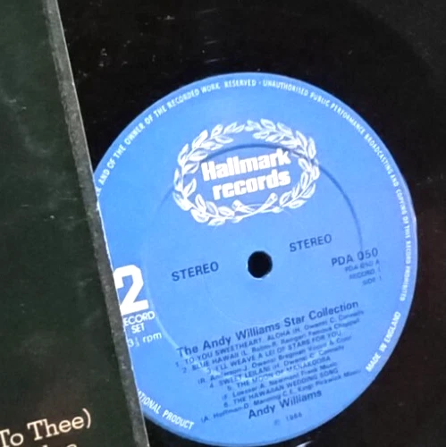 POP LP, THE ANDY WILLIAMS STAR COLLECTION, PDA-050, 2 LPS, VG+, SPIN CLEANED — 第 2/3 张图片