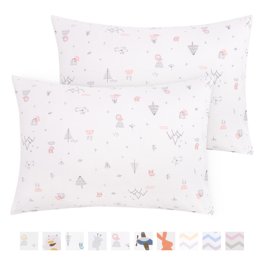 100% Organic Cotton Toddler Pillowcase Travel Pillow Cover Pack