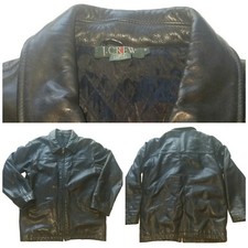 J CREW Leather Jacket M Mens Vintage BOMBER Jacket DISTRESSED Motorcycle Coat