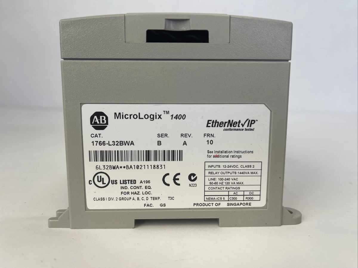 ALLEN BRADLEY 1766-L32BWA MICROLOGIX 1400 CONTROLLER SER B REV A FRN 10  24VDC