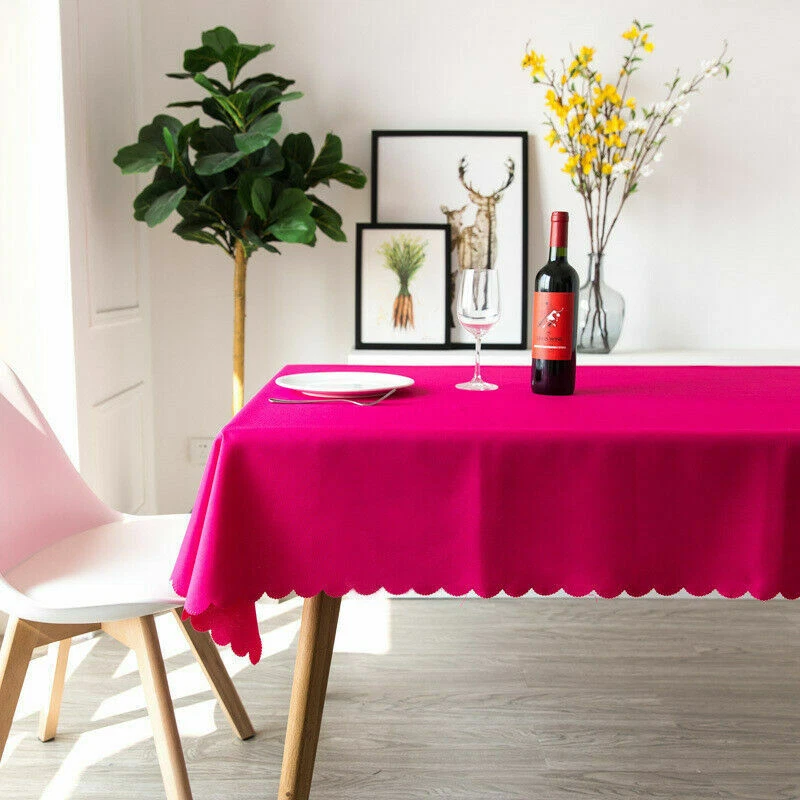 Polyester Rectangle Tablecloths Wedding Party Banquet Events Decor Solid Color - Image 3 of 4