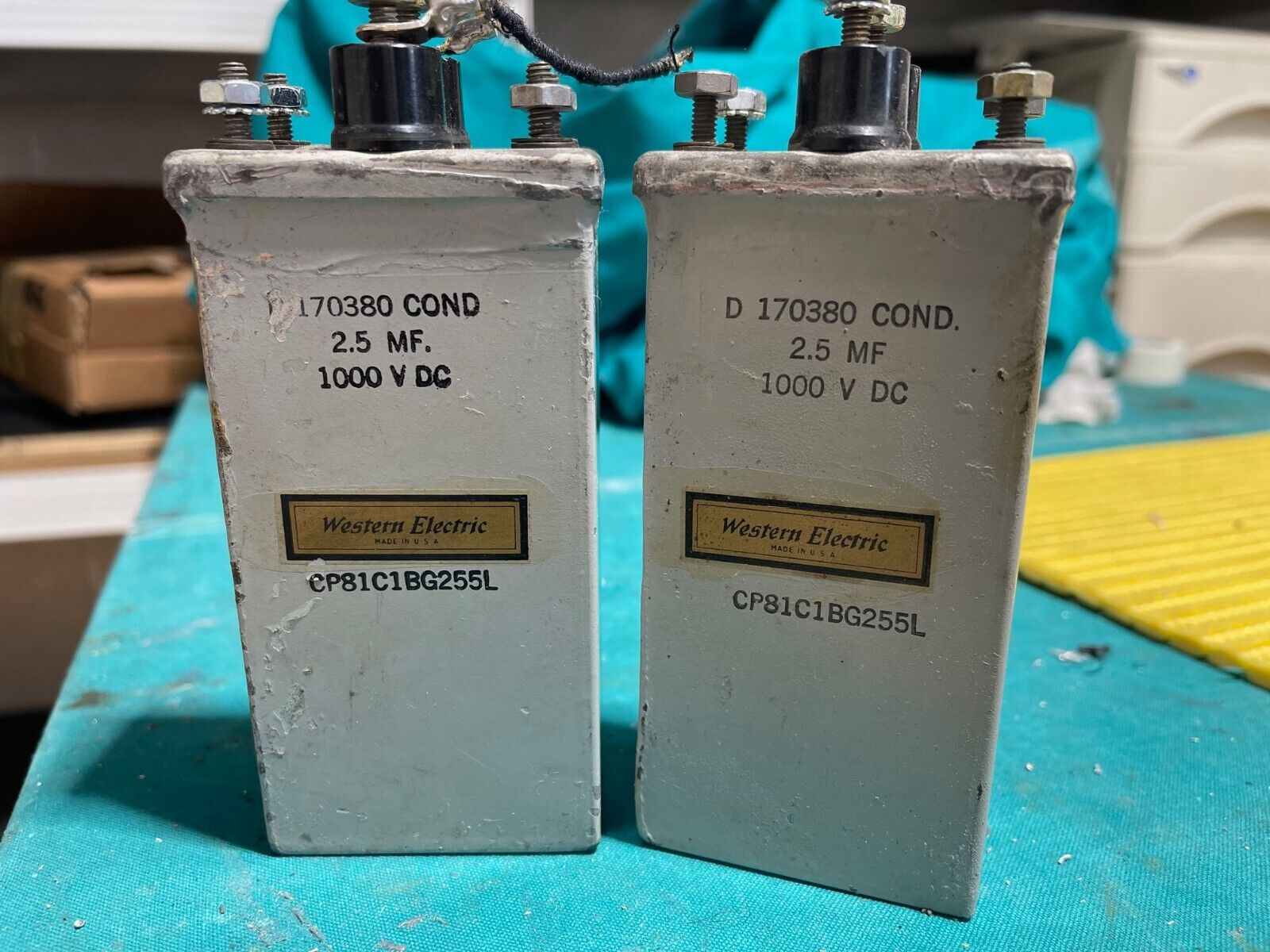 western electric oil capacitors 2,5mF 1000V couple