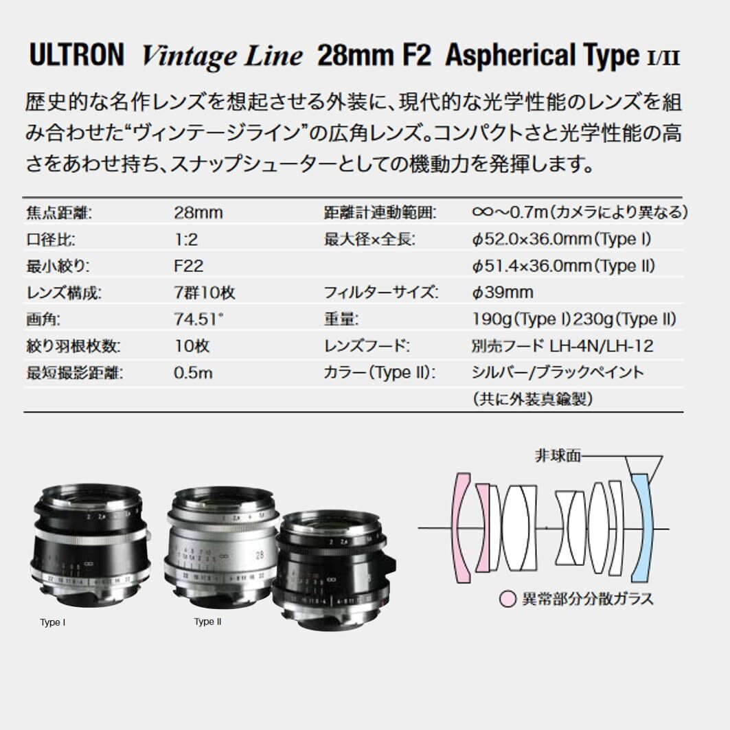 Voigtlander Ultron Vintage Line 28mm F2 Aspherical Type II Voigtlander Ultron Vintage Line 28mm F2 Aspherical Type II