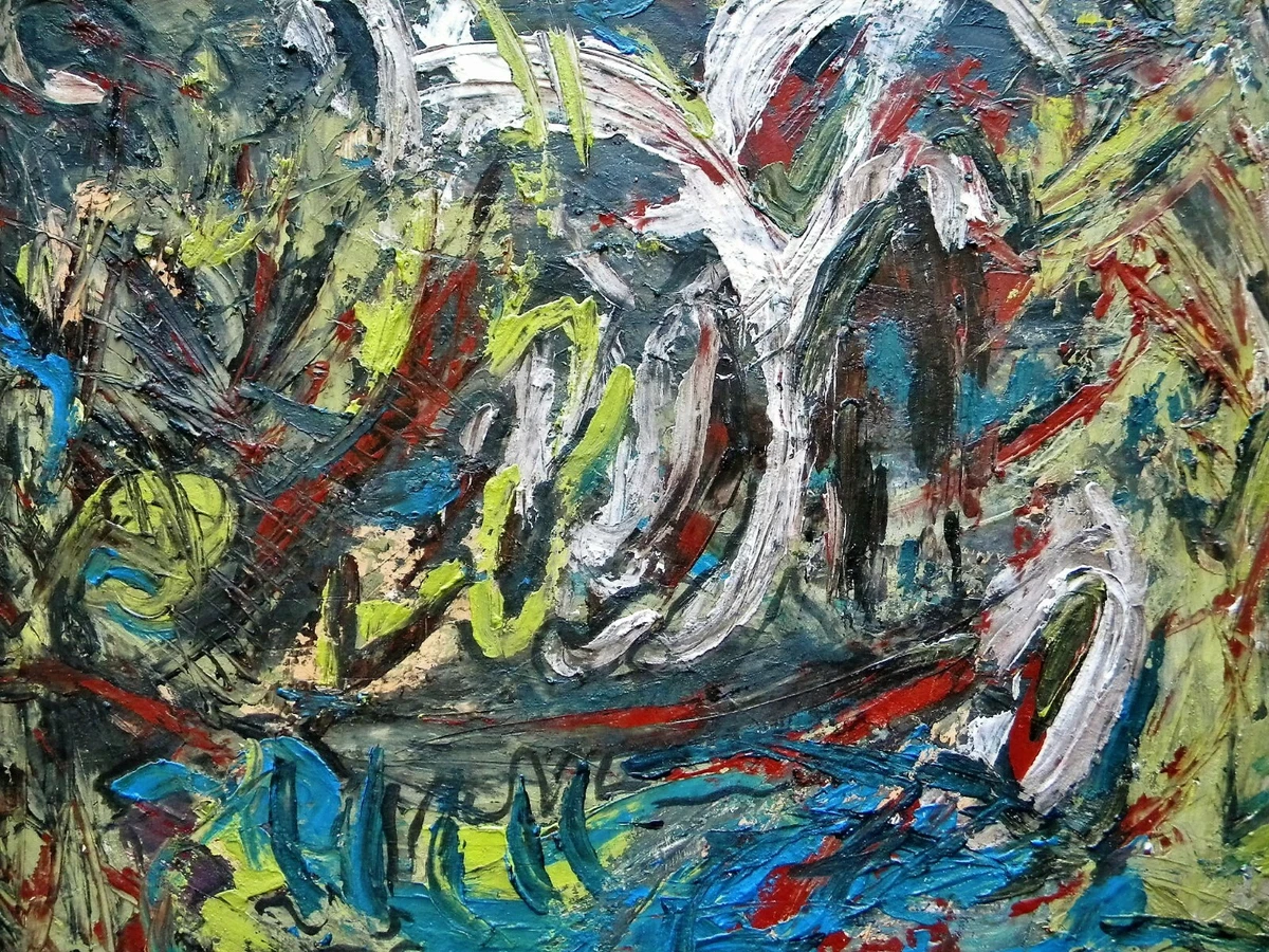 WINFRIED MOSER SUIZA 1914-1997 EXCELLENT ABSTRACT COMPOSITION OIL/CANVAS