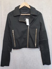 Brand New J Brand Black Denim Cotton Biker Jacket Size Small Rrp$298