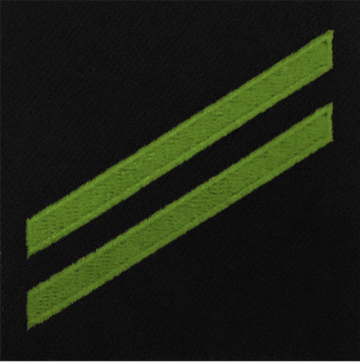 GENUINE U.S. NAVY E2 RATING BADGE: AIRMAN APPRENTICE - GREEN CHEVRONS ON BLUE SE