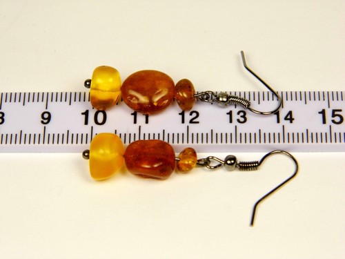 Pendientes colgantes ámbar báltico piedra natural multicolor piedras preciosas genuinas 1191 - Imagen 2 de 11