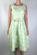 Amor Vitae Women's Blue/Yellow Flamingo Sleeveless Fit & Flare Dress [size 10]