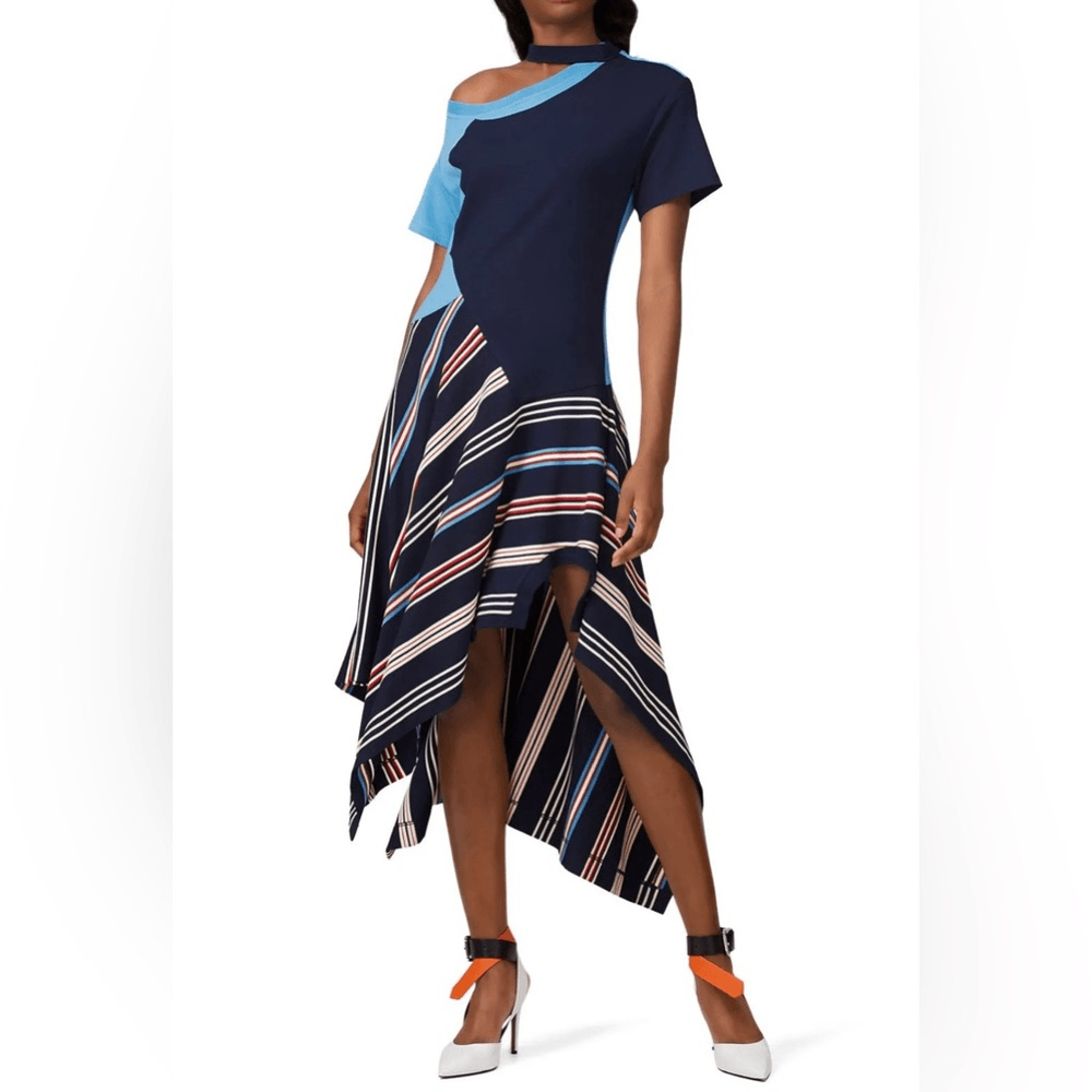 MONSE Blue Deconstructed Jersey Tee Dress Size XS $1,390