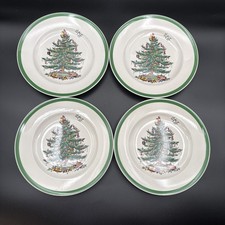 Set Of 4 Spode England Christmas Tree 8" Salad Plates S3324 I Excellent Shape 