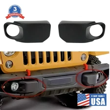 Pair Front Bumper Fog Lamp Light Cover Bezel Trim Fit 2013-17 JEEP Wrangler JK