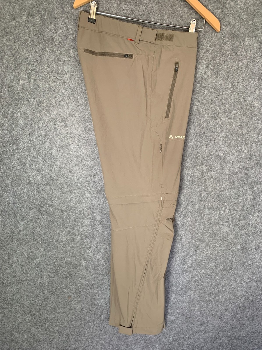 Vaude Womens Hiking Trousers Shorts Farley Sz 44 XL Short Khaki Side Zip Stretch