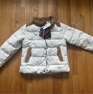 Stio Women's Down Insulated Puffer Jacket, White/Brown  NWT  Size M
