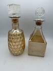 Set 2 Vintage OLD FORESTER  Iridescent Carnival Glass Whiskey Bottle Decanters — photo 1