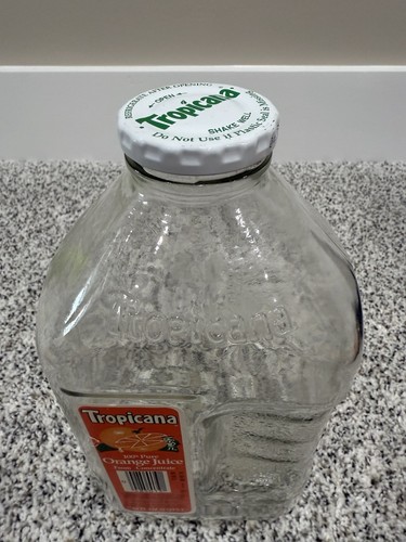 Vintage Tropicana Orangensaft 64 fl. OZ. Glasbehälter (mit Etiketten & Deckel) - Bild 6 von 8