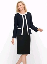 Talbots Italian Luxe Knit Tipped Set Jacket And Sheath Dress Size 4 Small