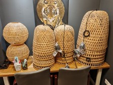 Cafe Restaurant Lambs Shades Boho Style Rattan Bamboo Lights